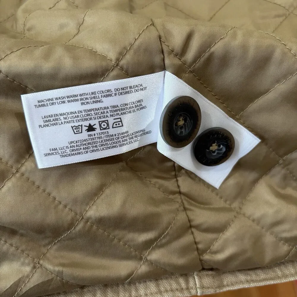 Orvis Field Barn Canvas Jacket Chore Coat Quilted Lining Men L Brown Corduroy